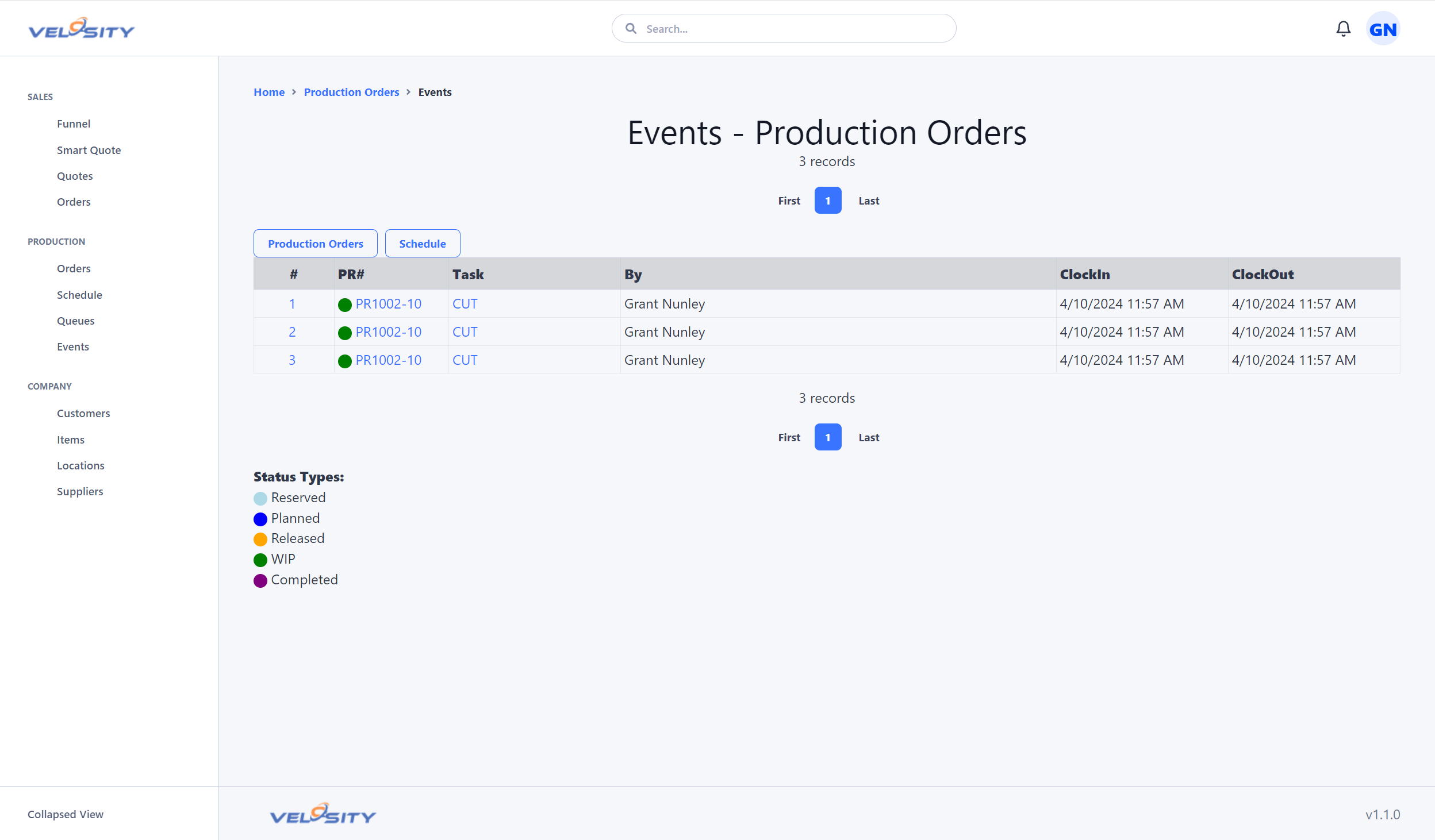 Events List
